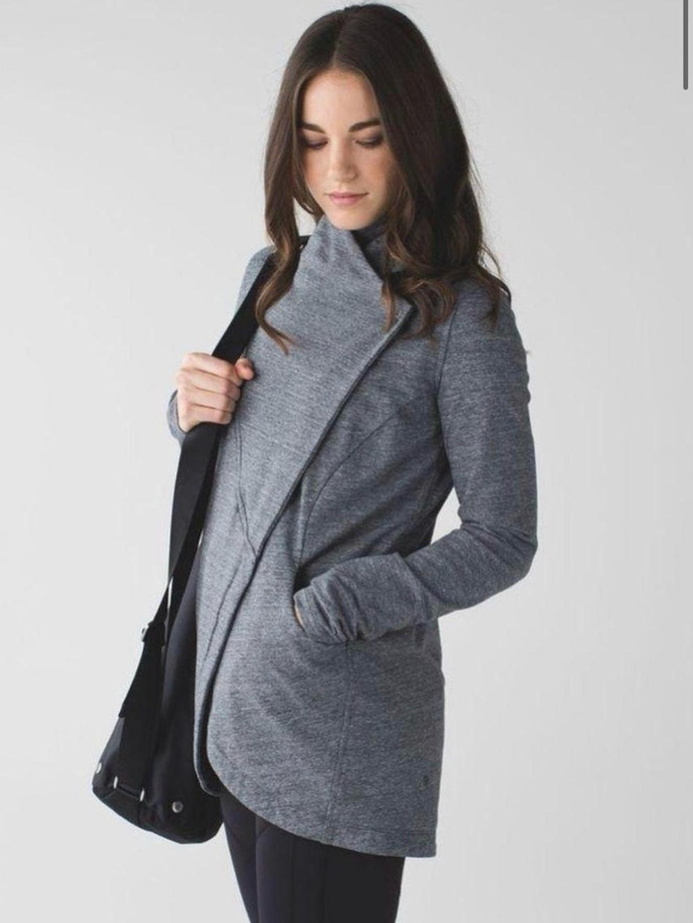lululemon athletica Heather Gray Asymmetrical Wrap Cardigan